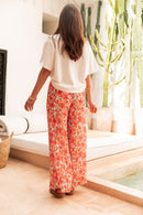 PIO Orange5 Fleurs - Pantalon Plissé