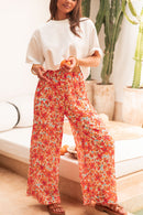 PIO Orange5 Fleurs - Pantalon Plissé