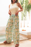 PIO Vert8 D'Eau Fleurs - Pleated Trousers