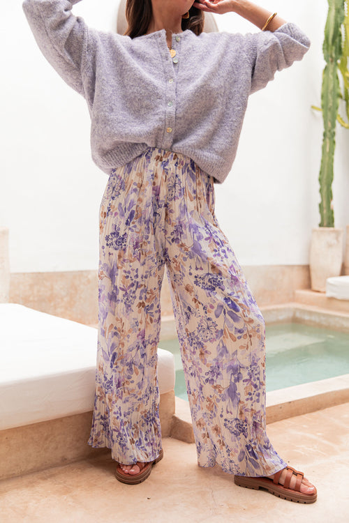 PIO Violet Flowers - Pleated Trousers 14