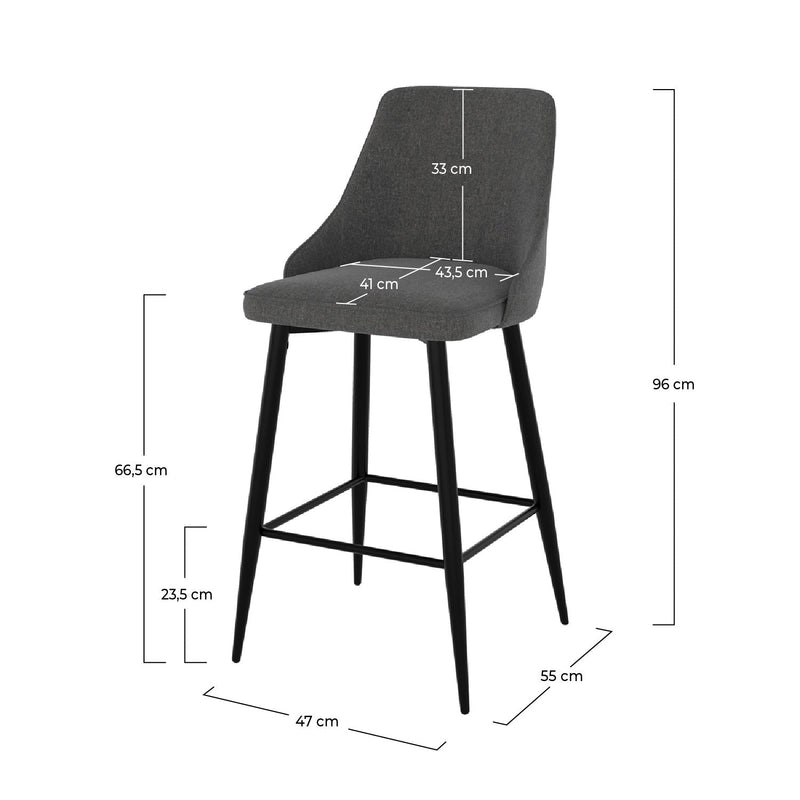Chaise de bar Pipo en tissu gris foncé 66,5 cm (lot de 2)
