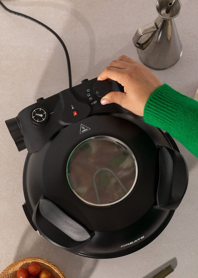Pizza Maker - Horno de pizza eléctrico con piedra refractaria - Negro