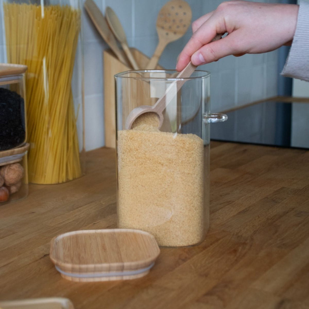 Boîte Haute Carrée Avec Cuillère À Doser Intégrée - Transparent