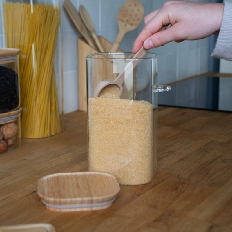 High Square Box With Integrated Measuring Spoon - Transparent