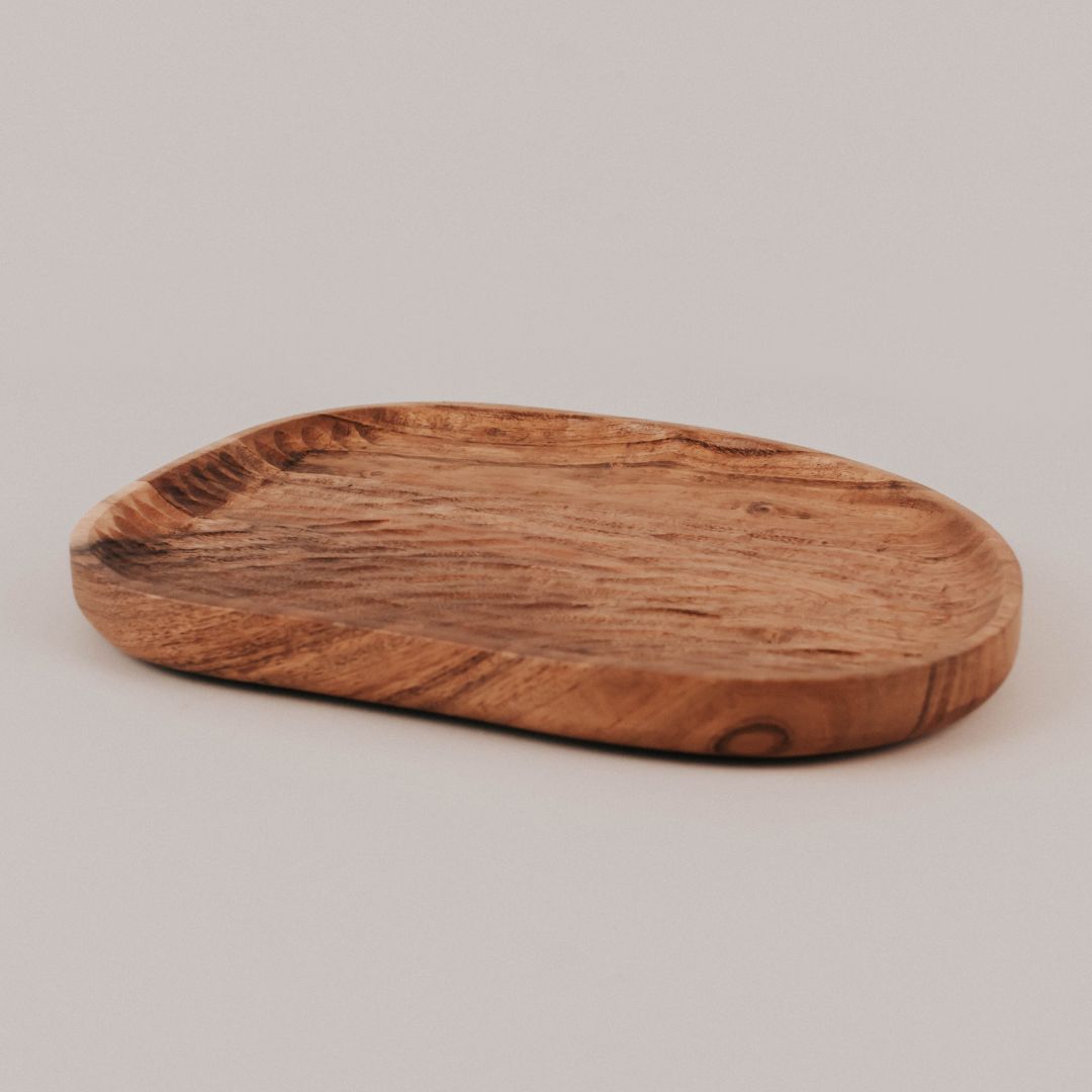 Bandeja natural de madera de acacia