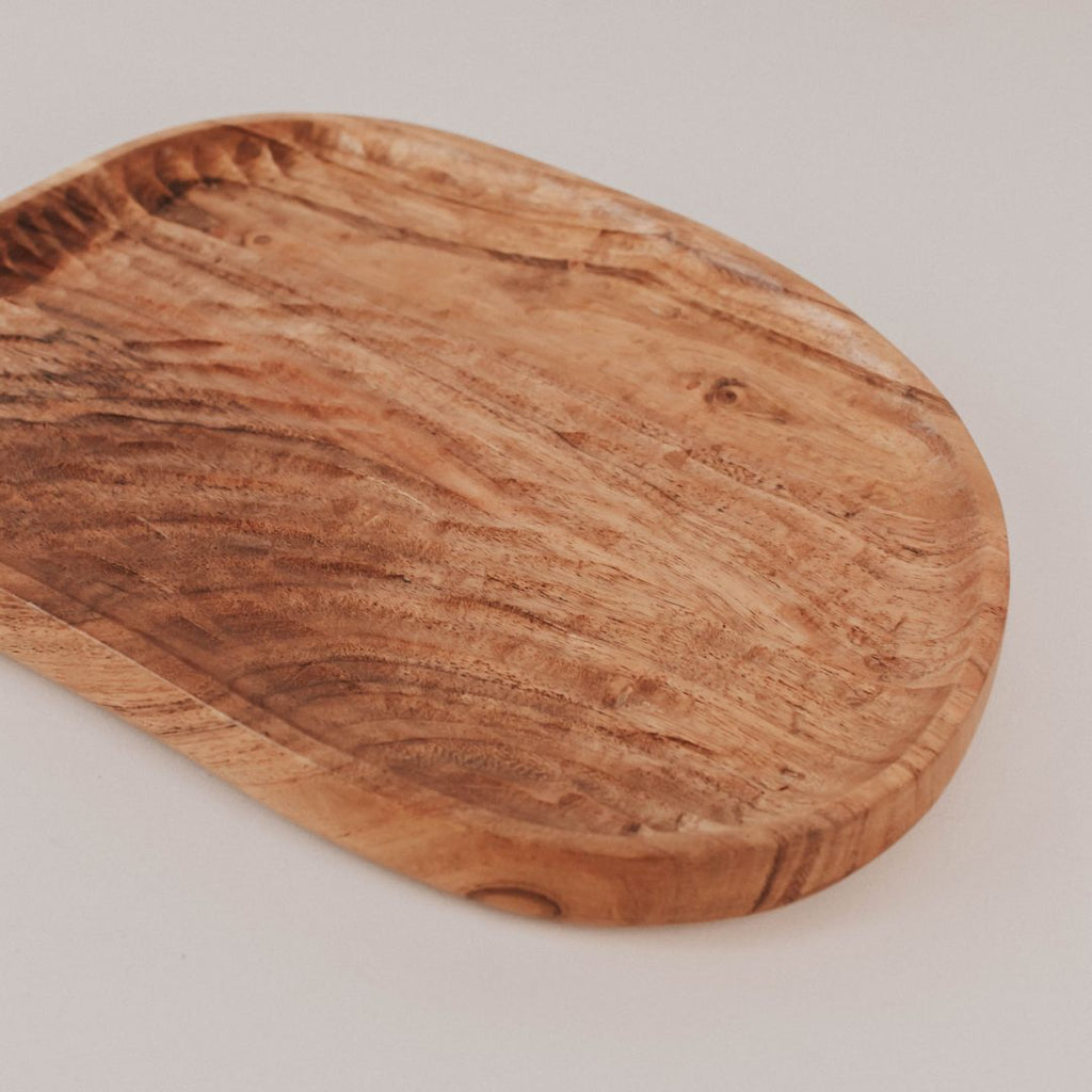 Bandeja natural de madera de acacia