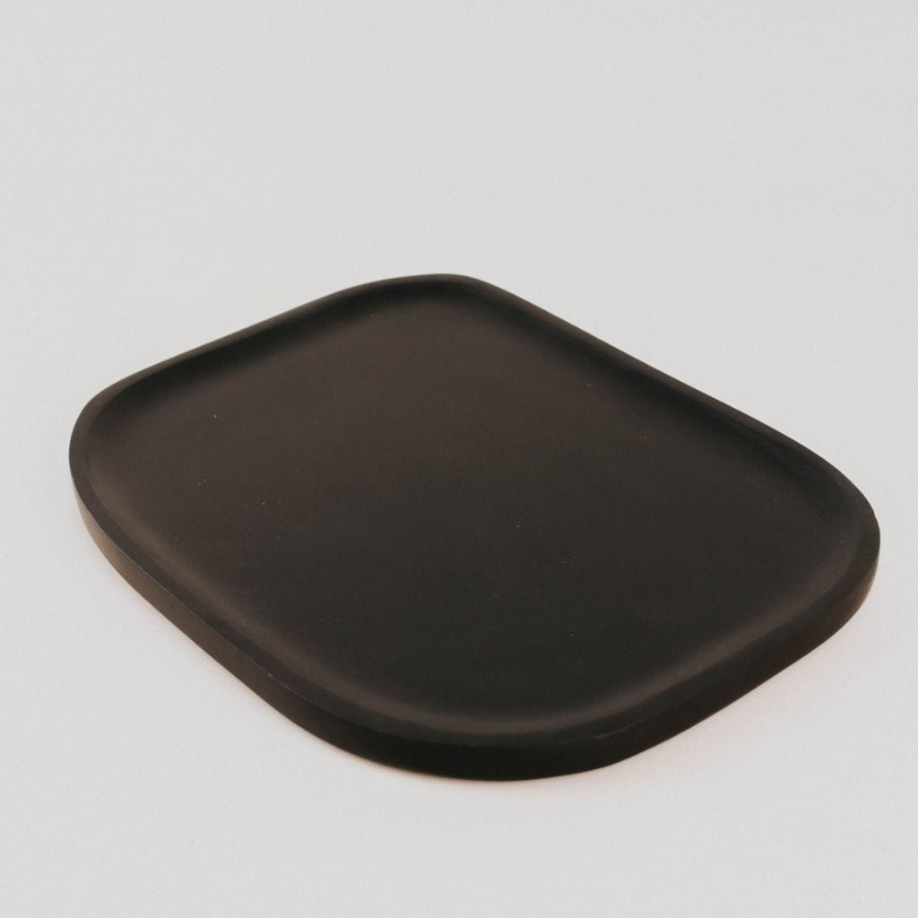 Bandeja de madera de mango negro