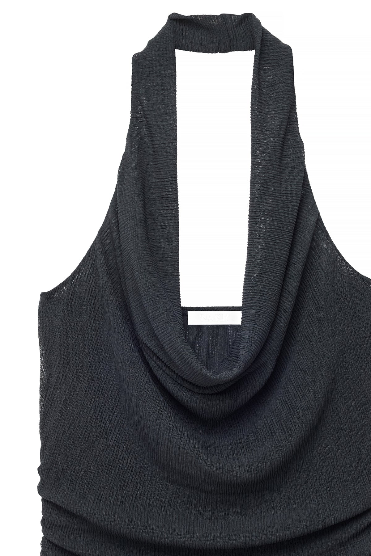 Top Plissettato Trasparente Halterneck - Nero