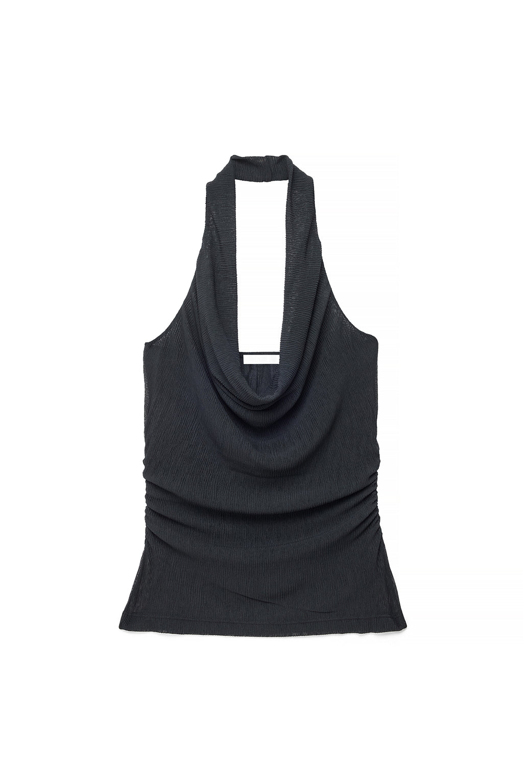 Top Plissettato Trasparente Halterneck - Nero