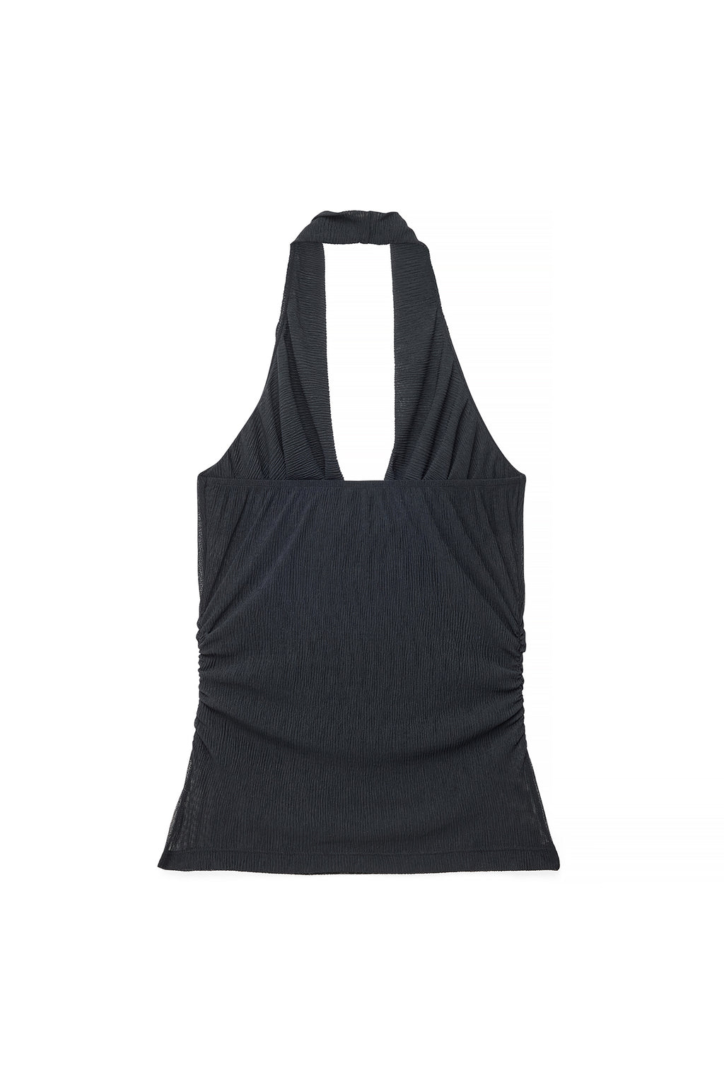 Top Plissettato Trasparente Halterneck - Nero