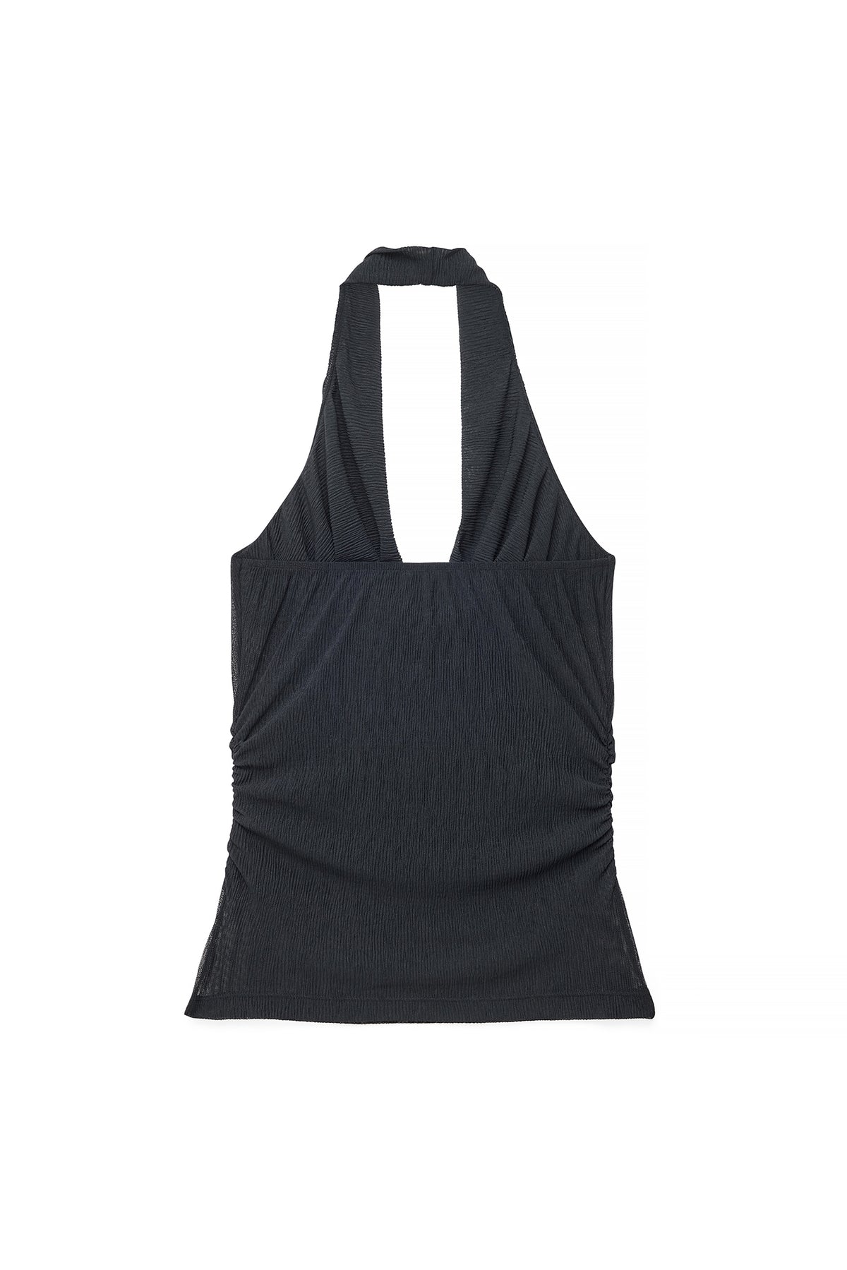 Top Plissettato Trasparente Halterneck - Nero