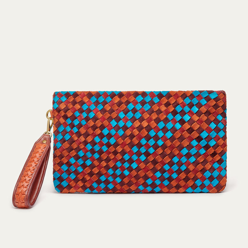 Lou Tricolor Braided Leather Pouch