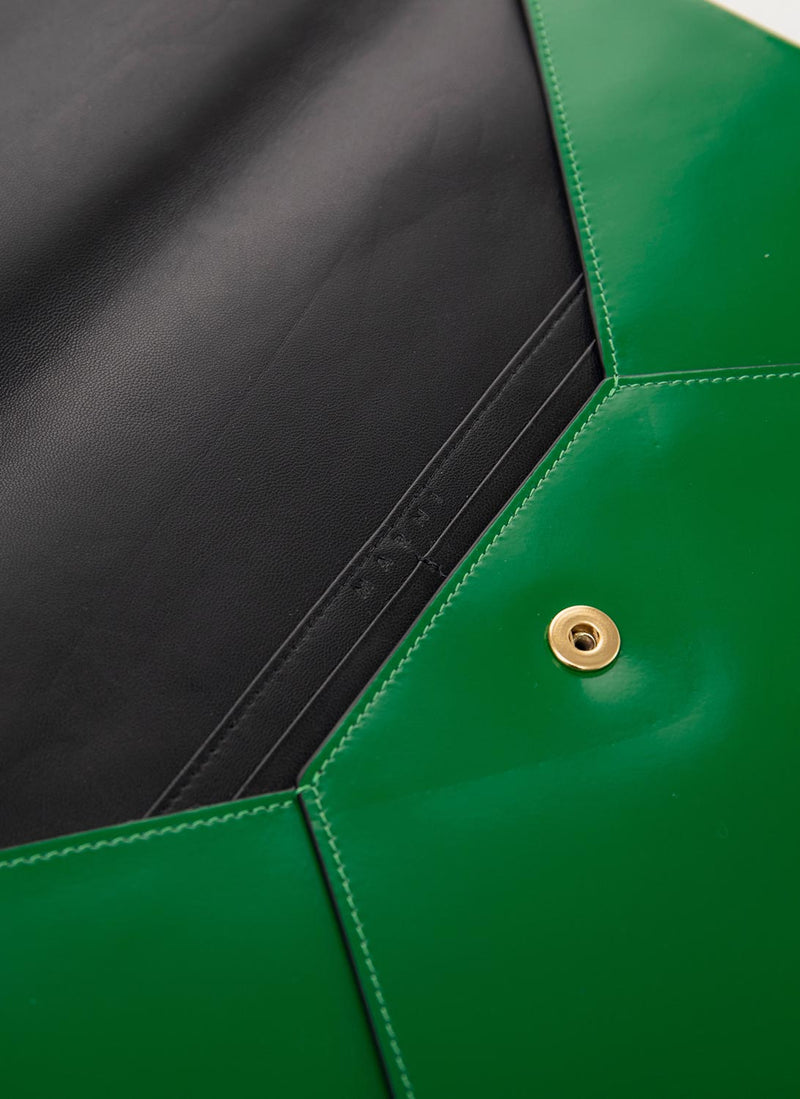 Marni - Pochette Enveloppe Leather Clutch - Green - Femme