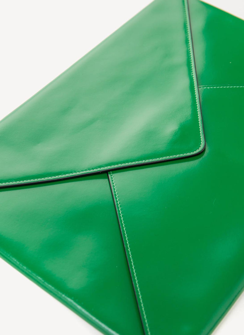 Marni - Pochette Enveloppe Leather Clutch - Green - Femme