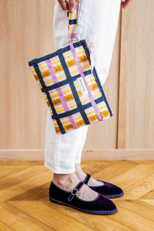 Checks Pouch - Navy Blue