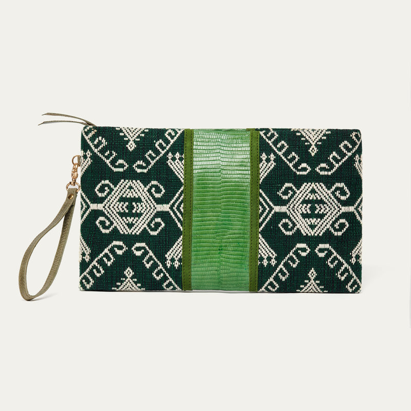 Python Lou Green Timor clutch bag