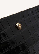 Alexander Mcqueen - Pochette Skull Charm Leather Clutch - Black - Femme