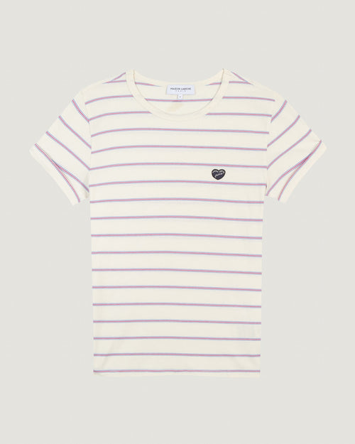 poitou t-shirt 'patch coeur'#color_rayures-off-white