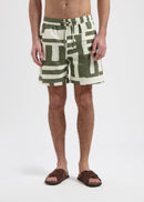 Shorts flameados a rayas - Verde