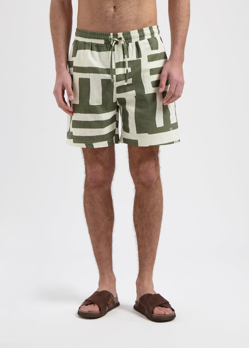 Shorts flameados a rayas - Verde