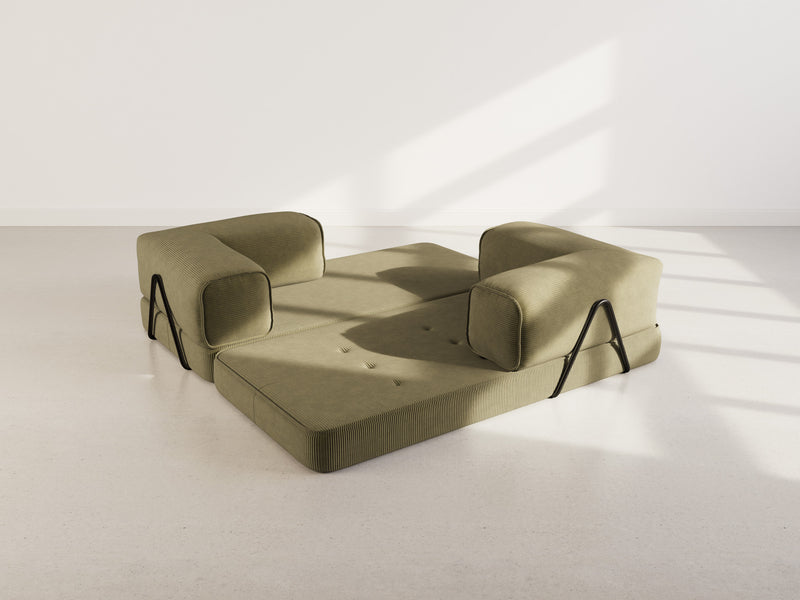 Poppy - Canapé Convertible - 3 Places - Velours Côtelé - Vert