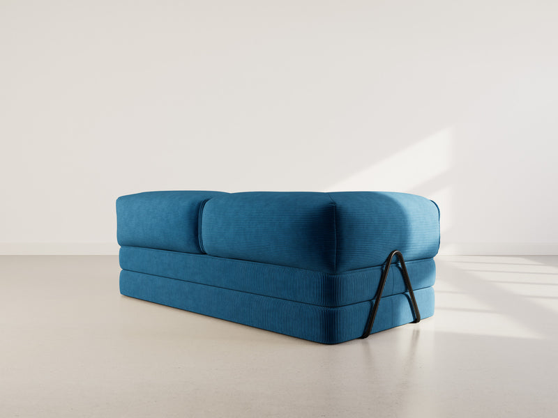 Poppy - Sofá convertible - 3 plazas - Pana - Azul