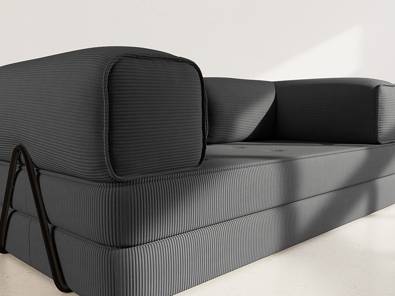 Poppy - Sofá convertible - 3 plazas - Pana - Negro