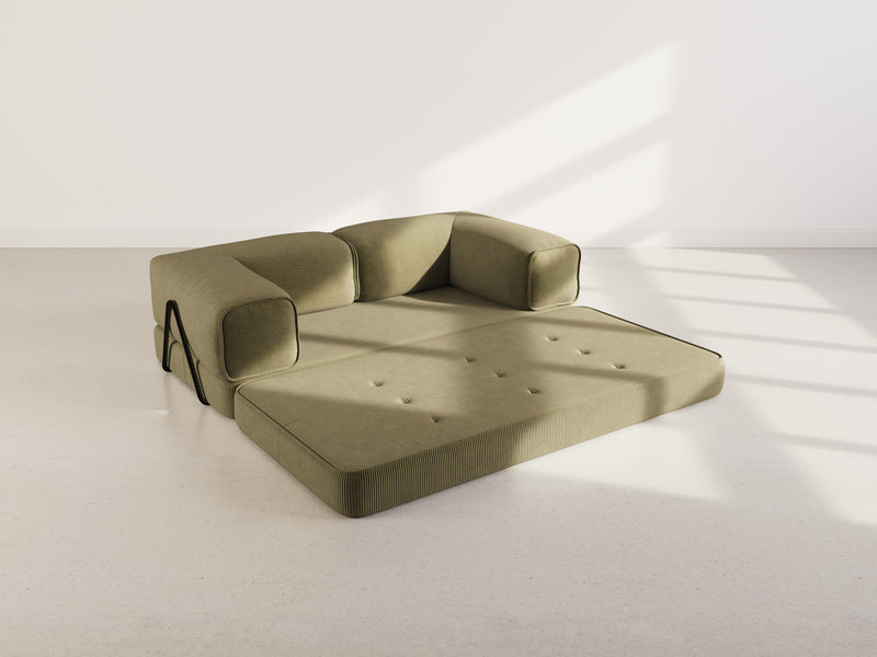 Poppy - Canapé Convertible - 3 Places - Velours Côtelé - Vert