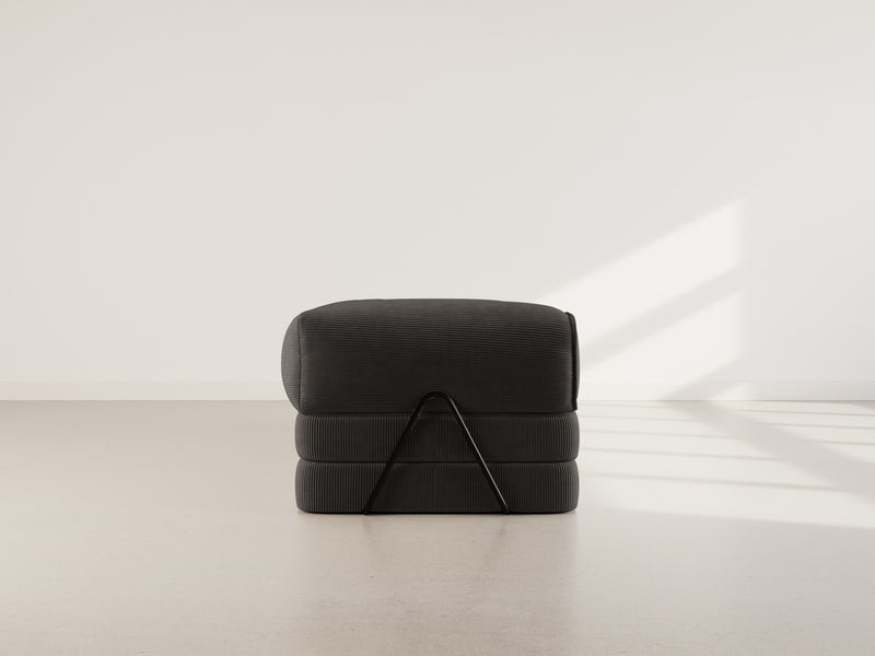 Poppy - Sofá convertible - 3 plazas - Pana - Gris oscuro