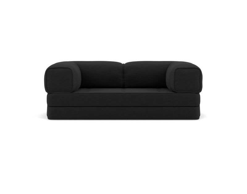Poppy - Sofá convertible - 3 plazas - Pana - Negro
