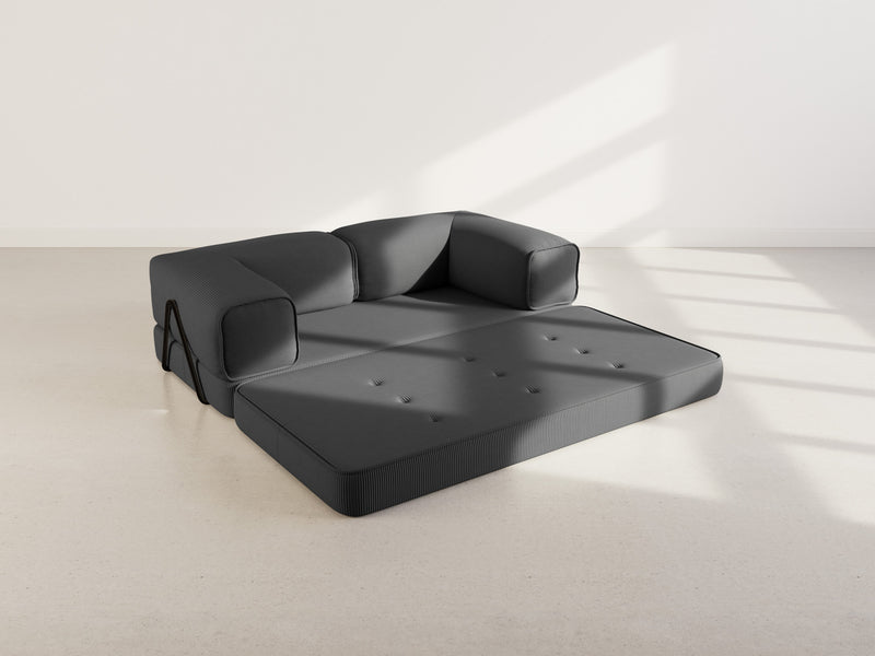 Poppy - Sofá convertible - 3 plazas - Pana - Negro