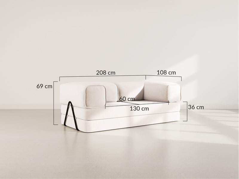 Poppy - Canapé Convertible - 3 Places - Velours Côtelé - Terracotta