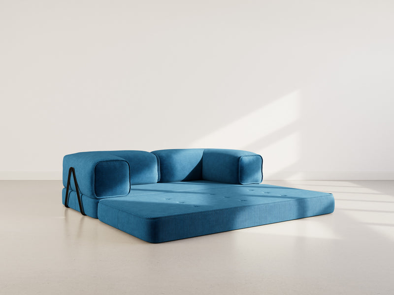 Poppy - Sofá convertible - 3 plazas - Pana - Azul