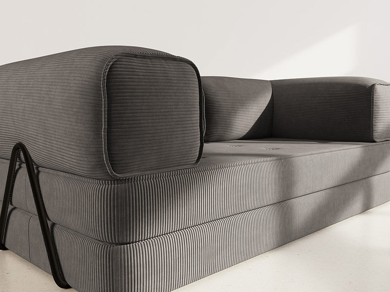 Poppy - Sofá convertible - 3 plazas - Pana - Gris oscuro