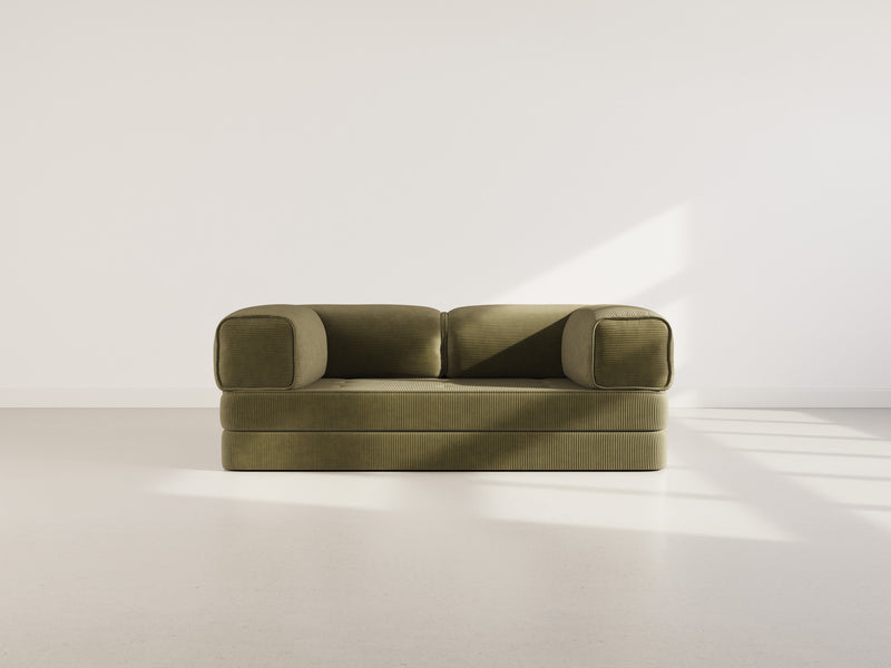 Poppy - Canapé Convertible - 3 Places - Velours Côtelé - Vert