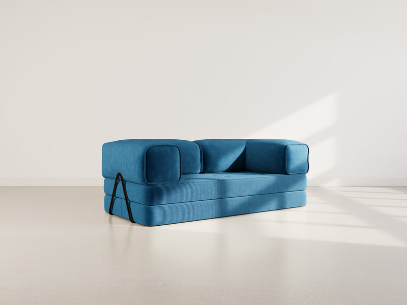 Poppy - Sofá convertible - 3 plazas - Pana - Azul