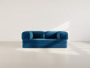 Poppy - Sofá convertible - 3 plazas - Pana - Azul