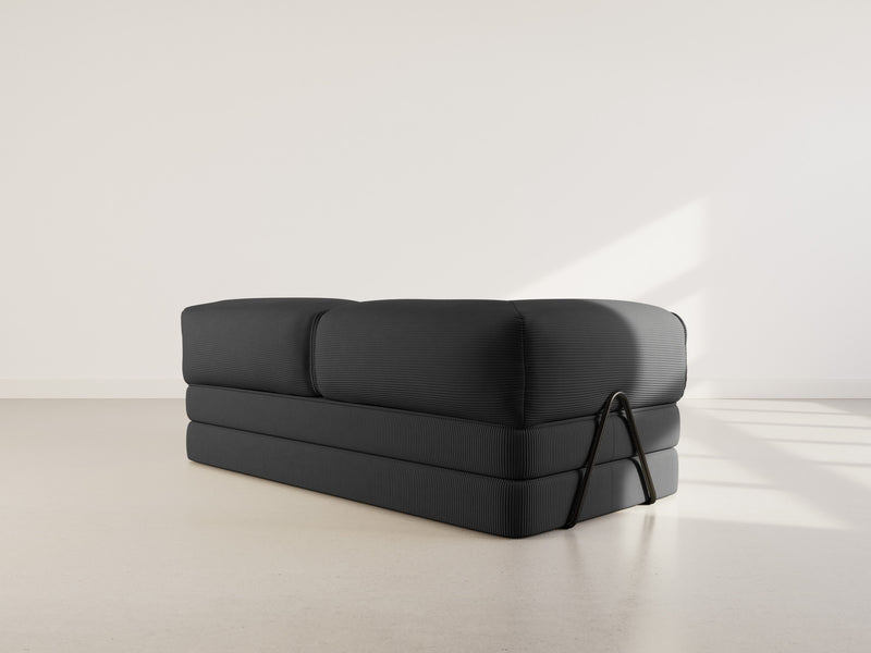 Poppy - Sofá convertible - 3 plazas - Pana - Negro