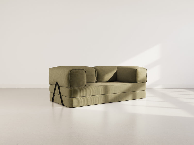 Poppy - Canapé Convertible - 3 Places - Velours Côtelé - Vert