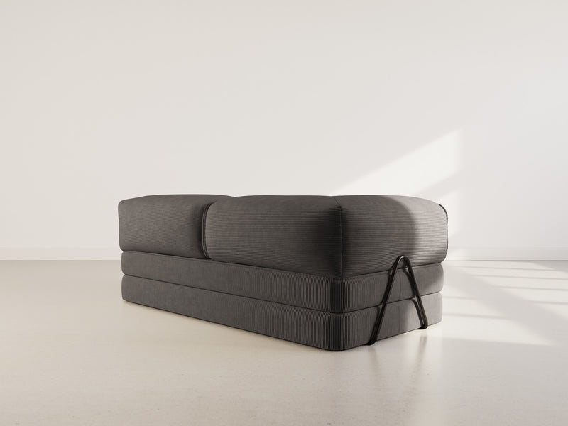 Poppy - Sofá convertible - 3 plazas - Pana - Gris oscuro