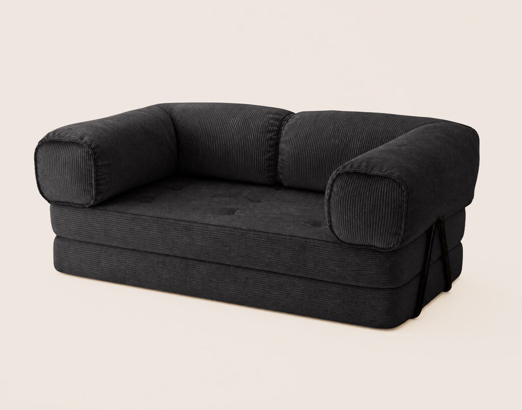 Poppy - 3-Seater Sofa Bed - Corduroy - Black