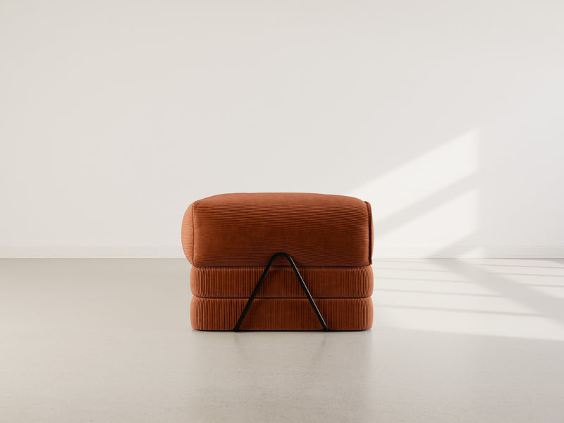 Poppy - Canapé Convertible - 3 Places - Velours Côtelé - Terracotta