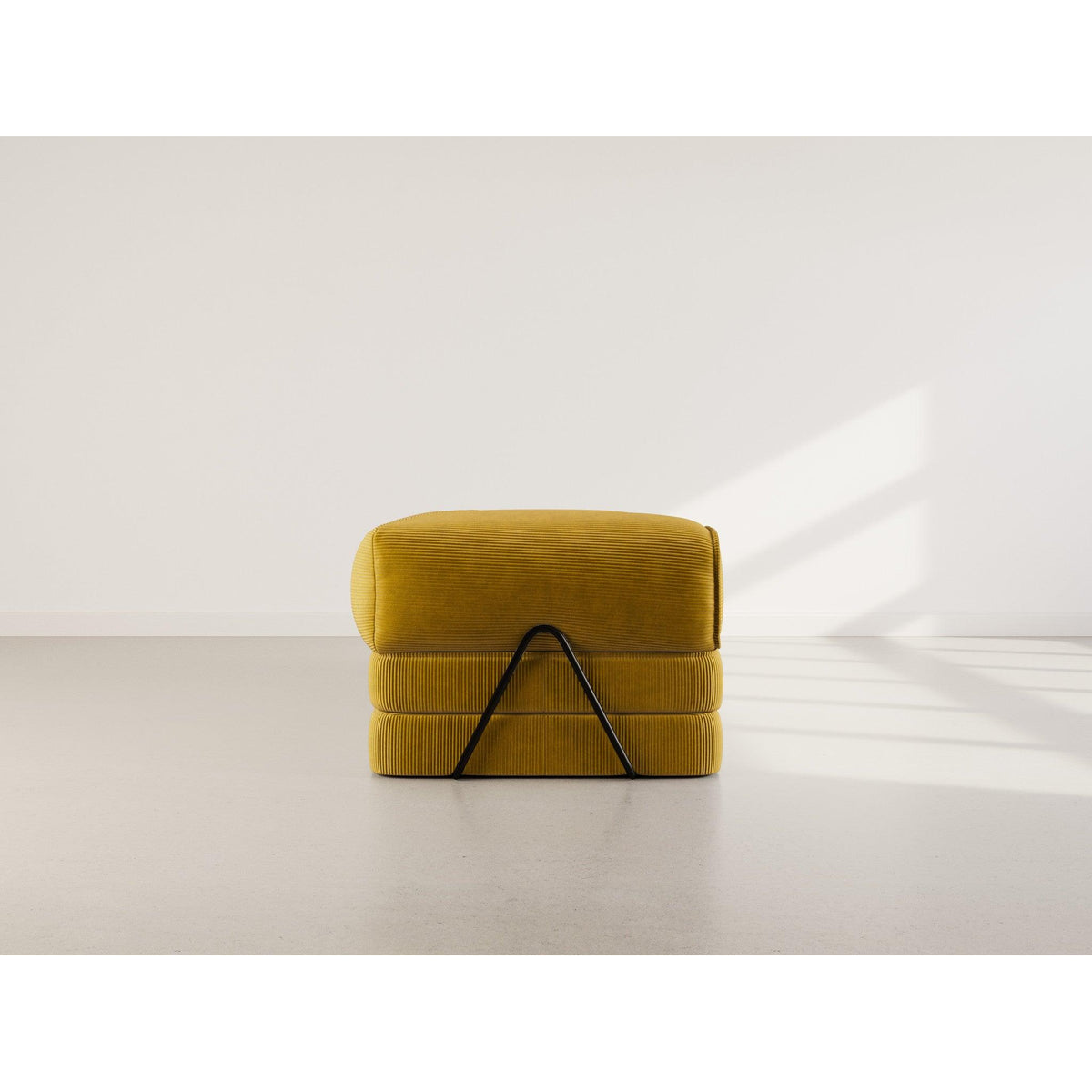 Poppy - Canapé Convertible - 3 Places - Velours Côtelé - Jaune