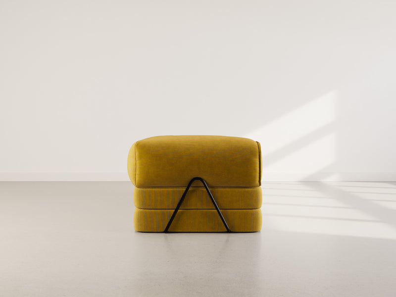 Poppy - Canapé Convertible - 3 Places - Velours Côtelé - Jaune