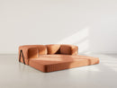 Poppy - Canapé Convertible - 3 Places - Velours Côtelé - Terracotta