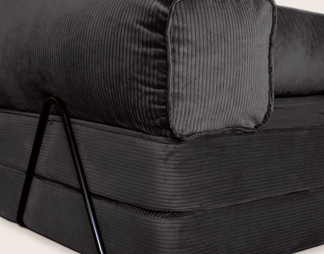 Poppy - 3-Seater Sofa Bed - Corduroy - Black