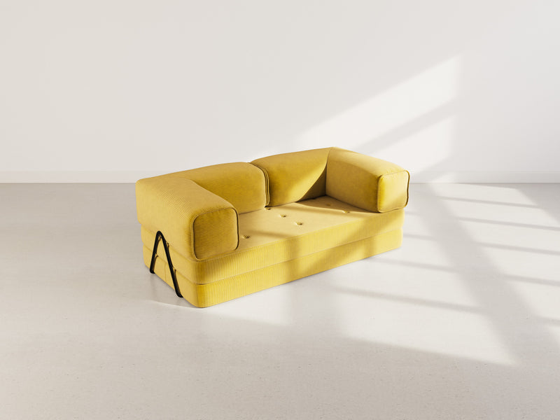 Poppy - Canapé Convertible - 3 Places - Velours Côtelé - Jaune