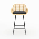 Lot de 2 chaises pour îlot central 66 cm Pops en rotin et tissu noir