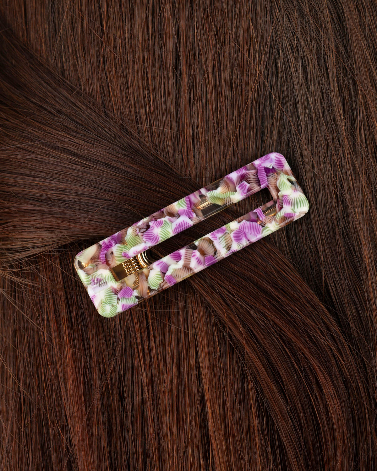 Barrettes Rectangle - Magenta Et Vert