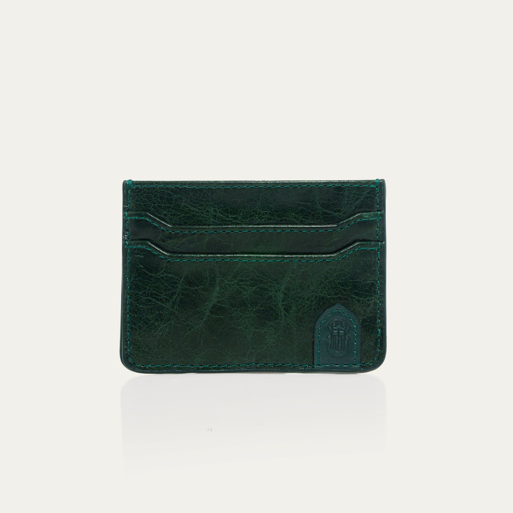 Porte Carte Manu Cuir Vert Jade